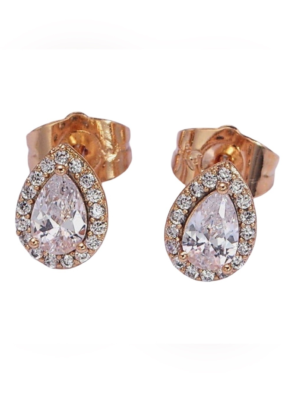 Gold Pear CZ Earrings (4517)